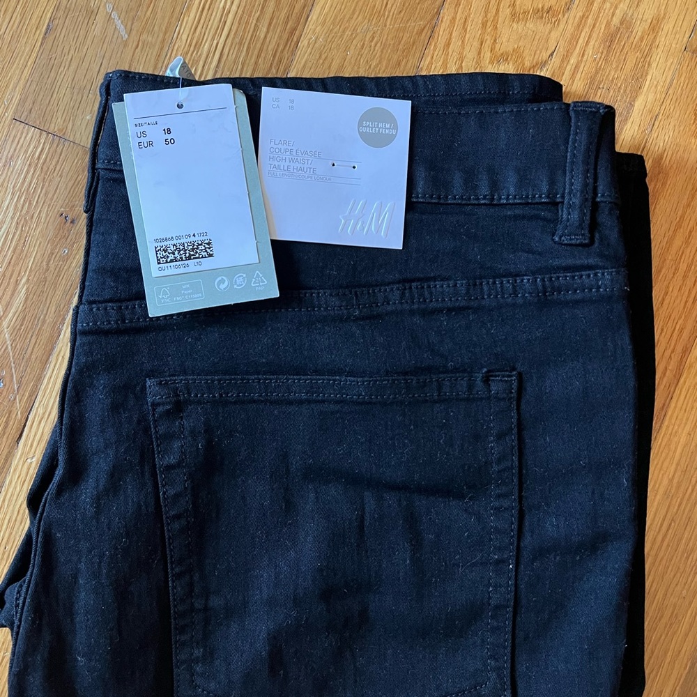 BNWT Black flare high waisted pants